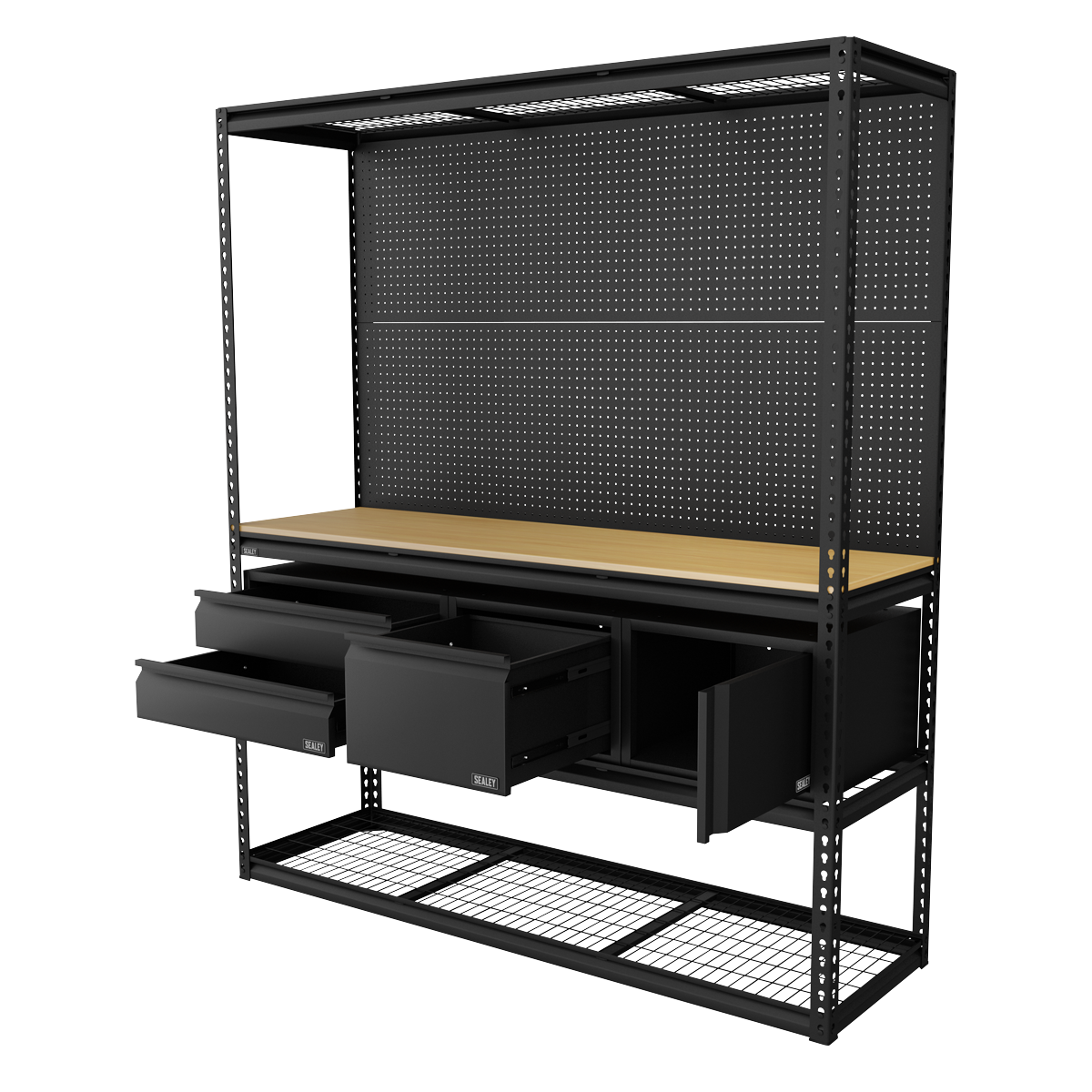 Heavy-Duty Modular Workbench & Racking Kit - 300kg Capacity Per Level APMWBCOMBO1