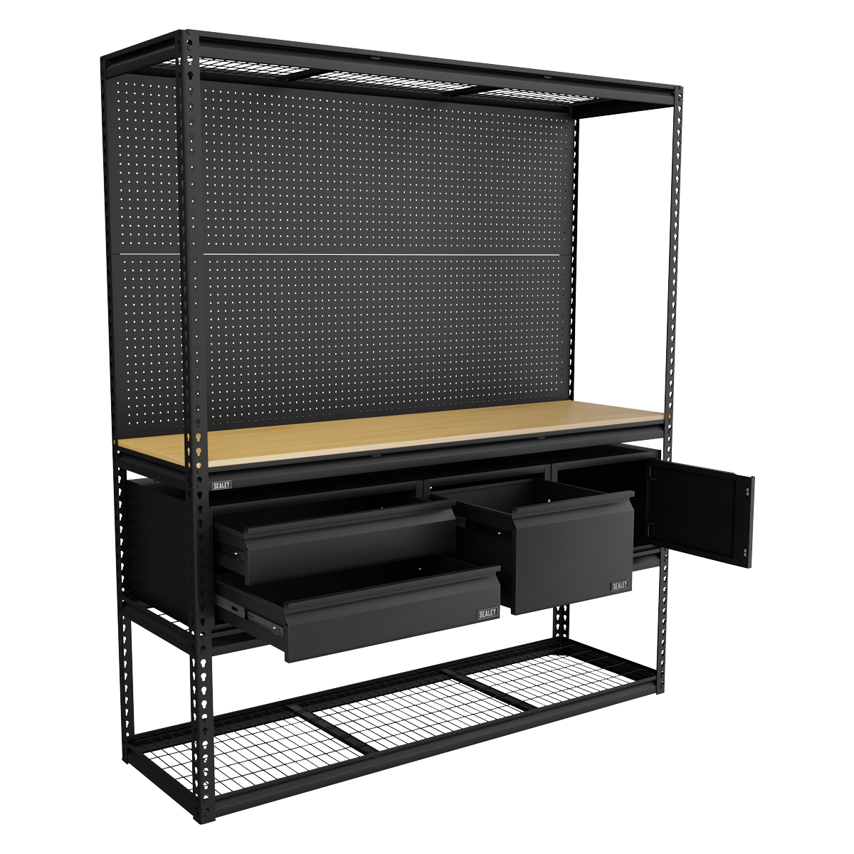 Heavy-Duty Modular Workbench & Racking Kit - 300kg Capacity Per Level APMWBCOMBO1