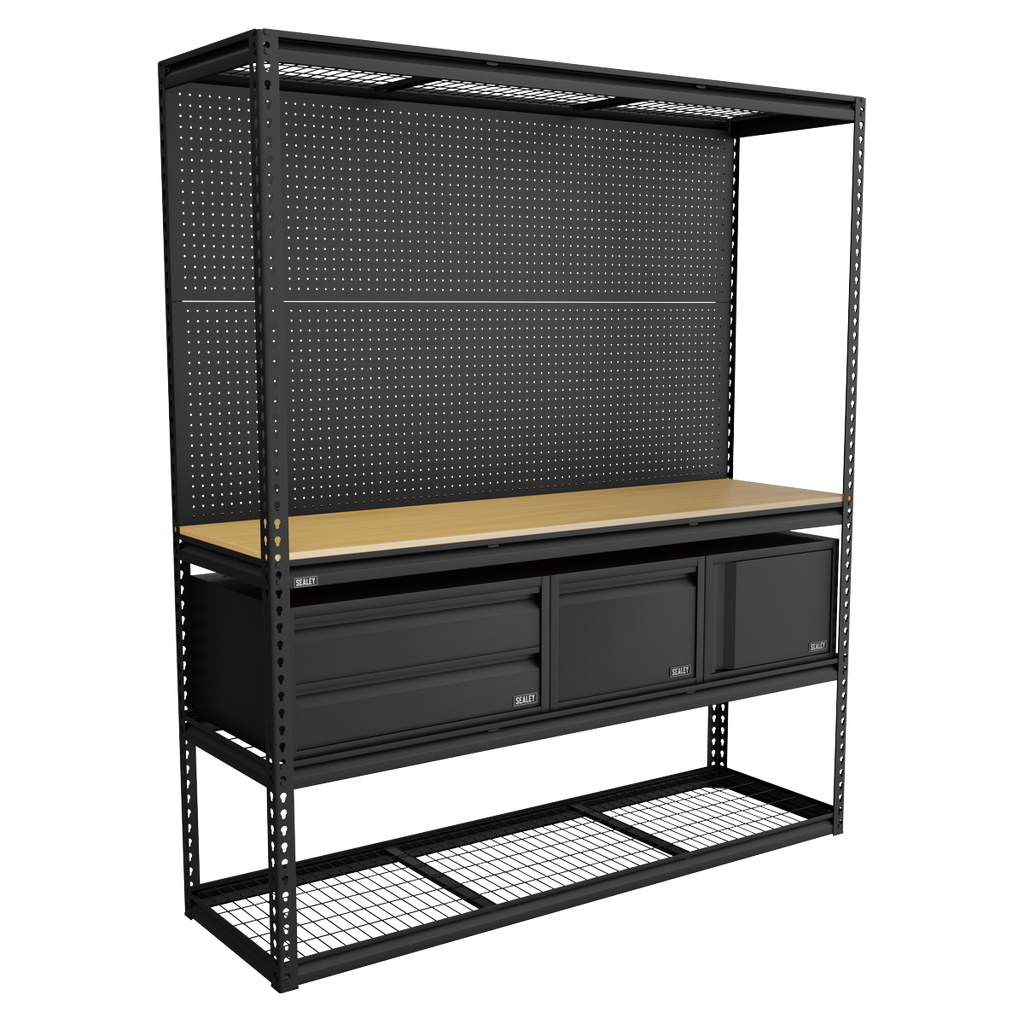 Heavy-Duty Modular Workbench & Racking Kit - 300kg Capacity Per Level APMWBCOMBO1