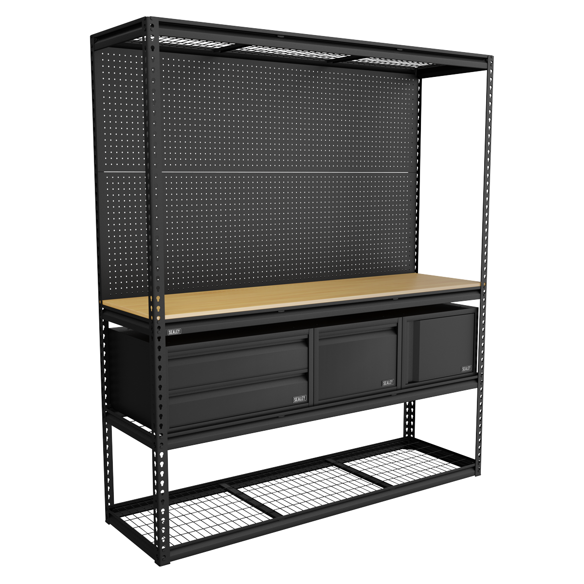 Heavy-Duty Modular Workbench & Racking Kit - 300kg Capacity Per Level APMWBCOMBO1