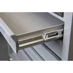 Mobile Workstation with Wooden Worktop 5 Drawer - Grey APMWS1G