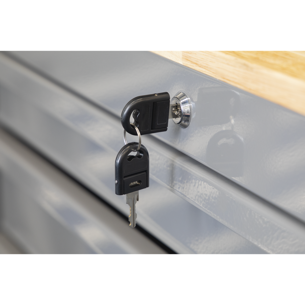Mobile Workstation with Wooden Worktop 5 Drawer - Grey APMWS1G
