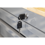 Mobile Workstation with Wooden Worktop 5 Drawer - Grey APMWS1G