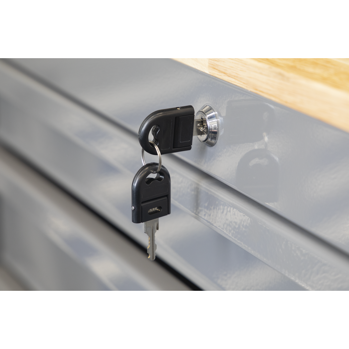 Mobile Workstation with Wooden Worktop 5 Drawer - Grey APMWS1G