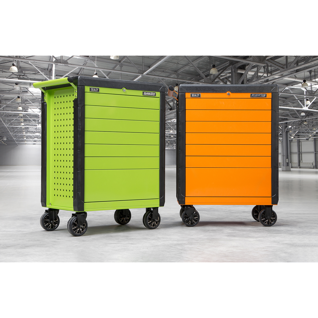 Push-To-Open Rollcab 7 Drawer - Orange APPD7O