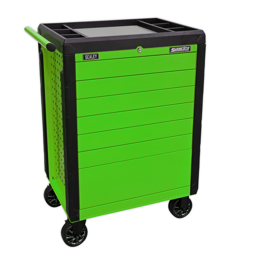 Push-To-Open Rollcab 7 Drawer - Green APPD7G