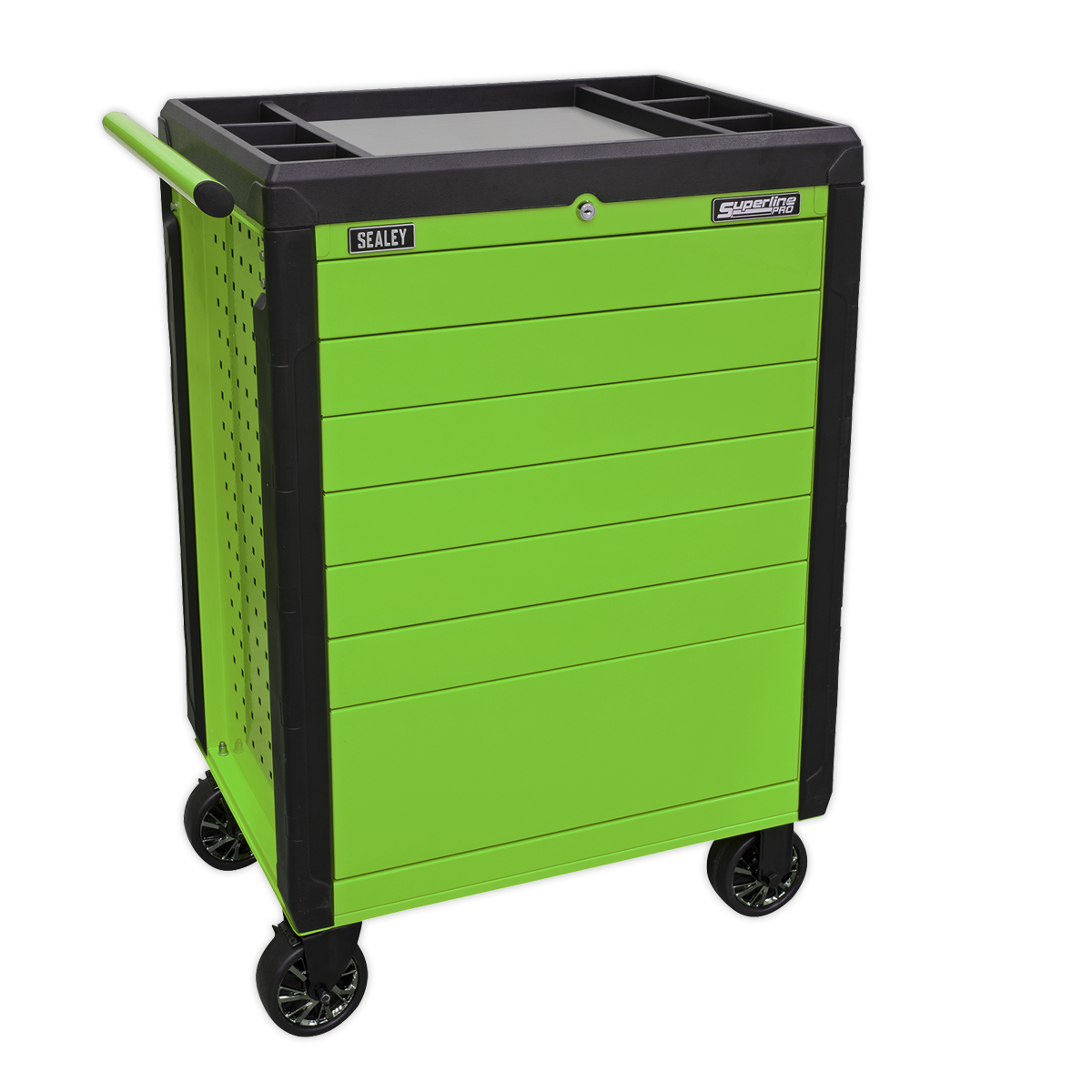 Push-To-Open Rollcab 7 Drawer - Green APPD7G