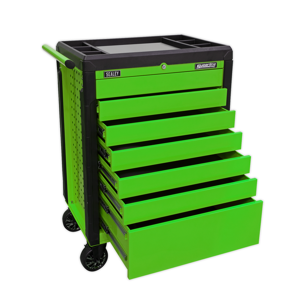Push-To-Open Rollcab 7 Drawer - Green APPD7G