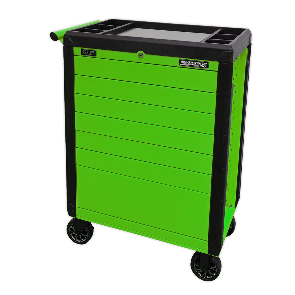 Push-To-Open Rollcab 7 Drawer - Green APPD7G