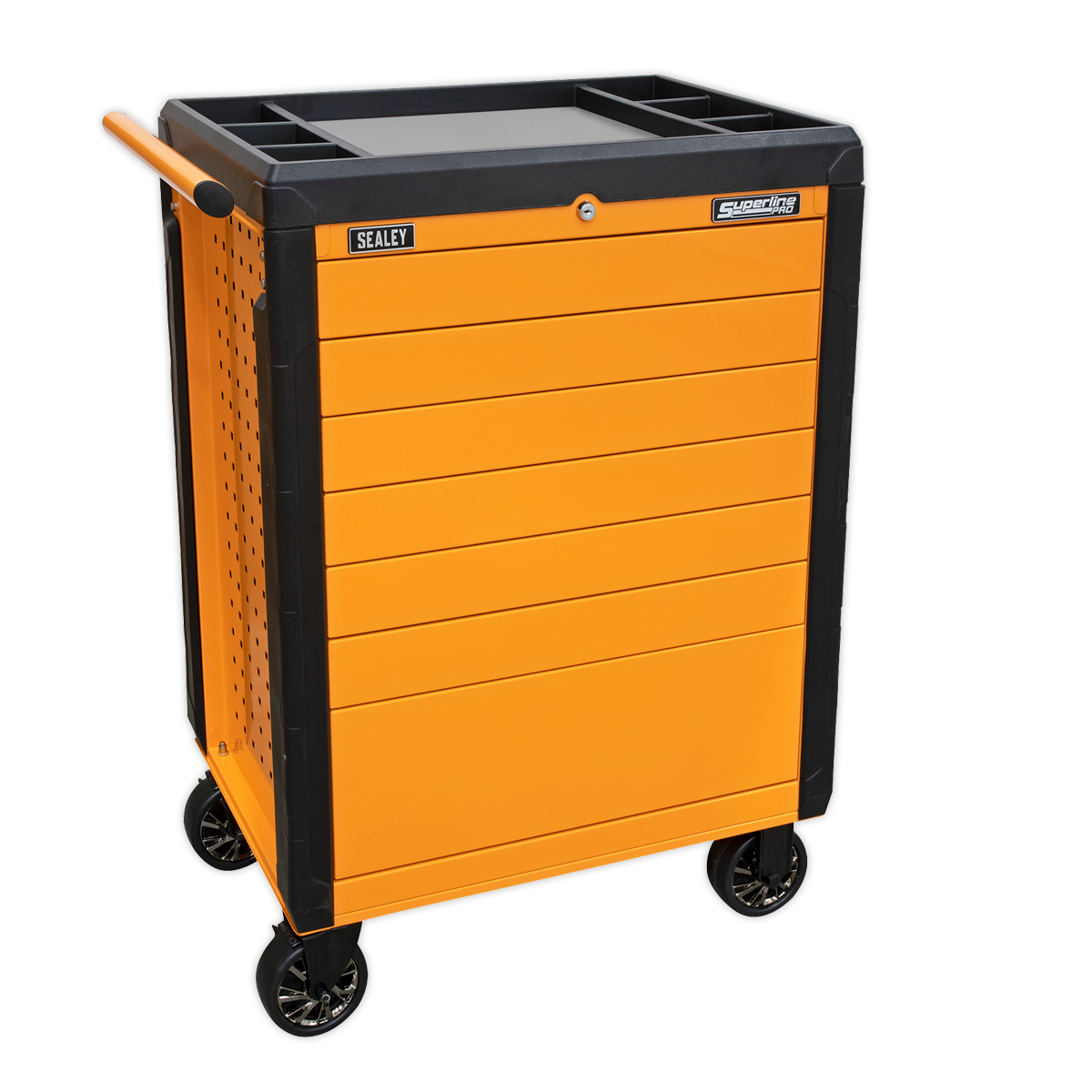 Push-To-Open Rollcab 7 Drawer - Orange APPD7O