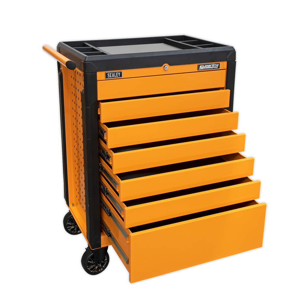 Push-To-Open Rollcab 7 Drawer - Orange APPD7O