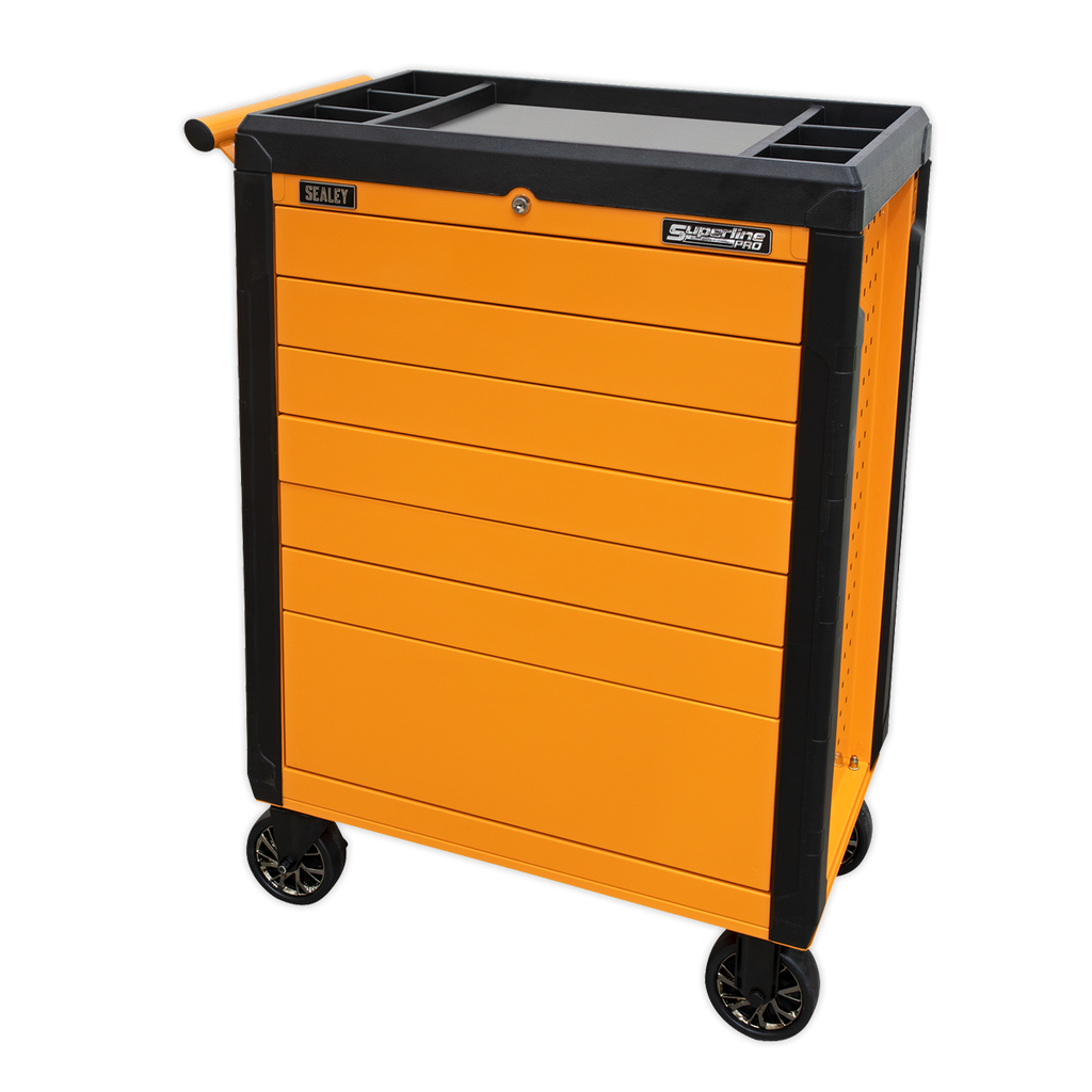 Push-To-Open Rollcab 7 Drawer - Orange APPD7O