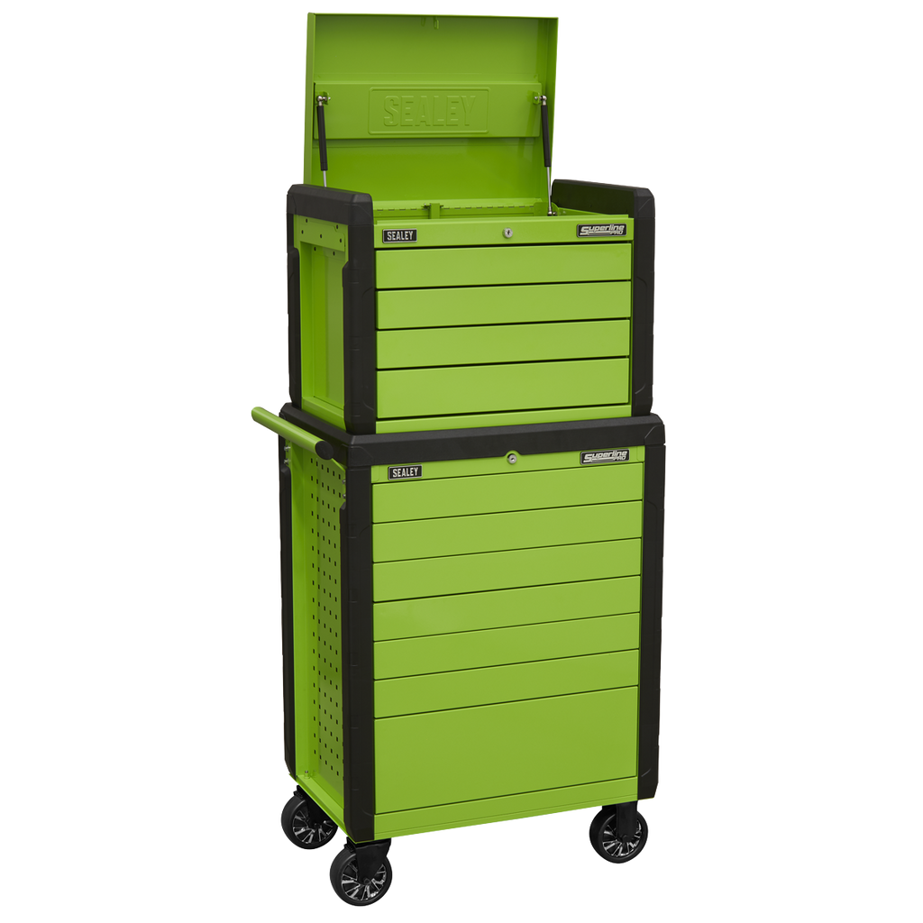 Push-To-Open Topchest & Rollcab Combination 11 Drawer - Green APPDSTACKG