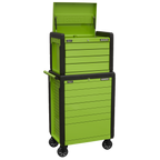 Push-To-Open Topchest & Rollcab Combination 11 Drawer - Green APPDSTACKG