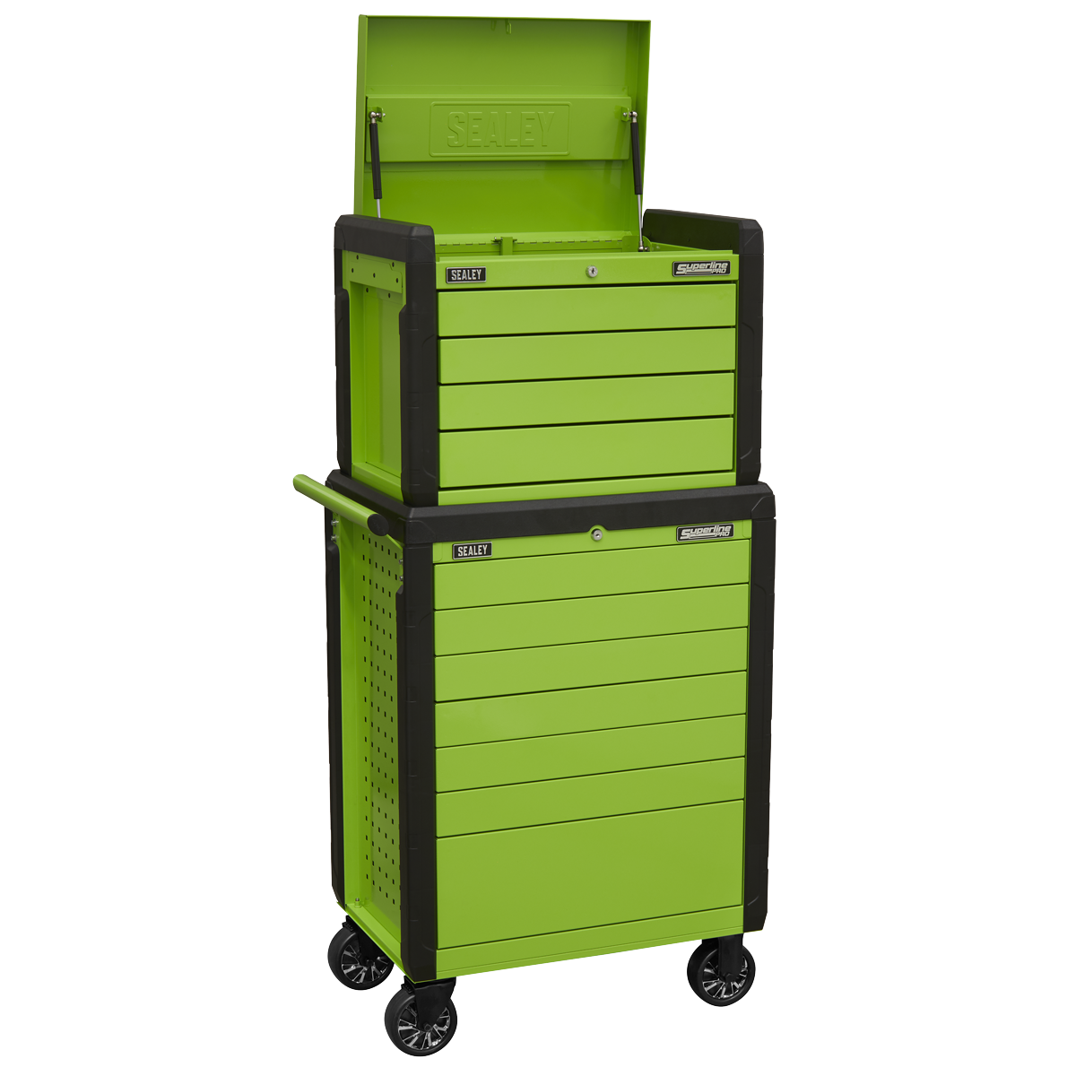 Push-To-Open Topchest & Rollcab Combination 11 Drawer - Green APPDSTACKG