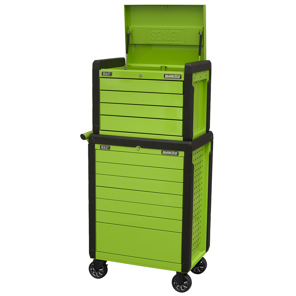 Push-To-Open Topchest & Rollcab Combination 11 Drawer - Green APPDSTACKG