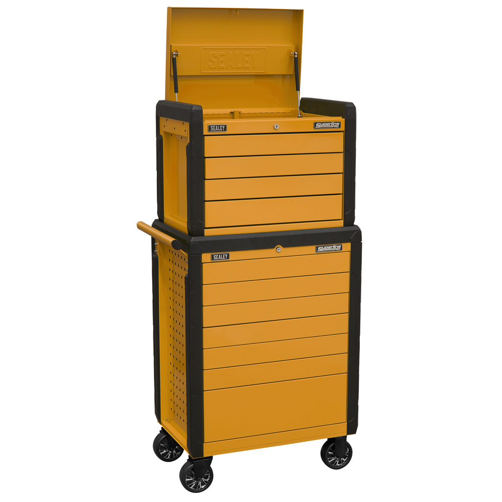 Push-To-Open Topchest & Rollcab Combination 11 Drawer - Orange APPDSTACKO