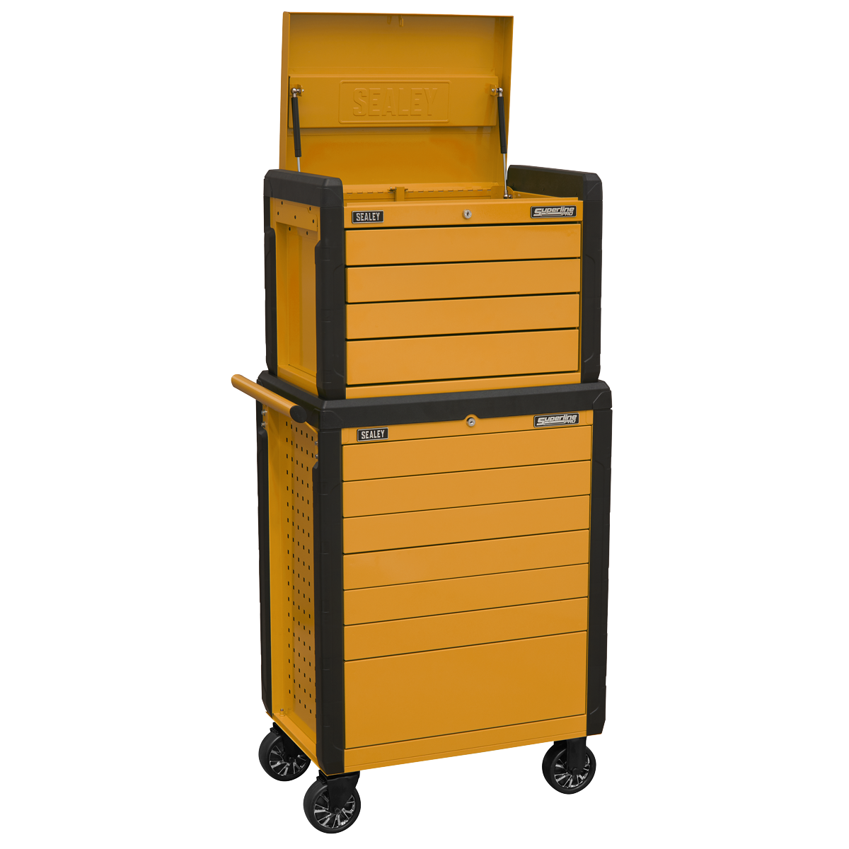 Push-To-Open Topchest & Rollcab Combination 11 Drawer - Orange APPDSTACKO