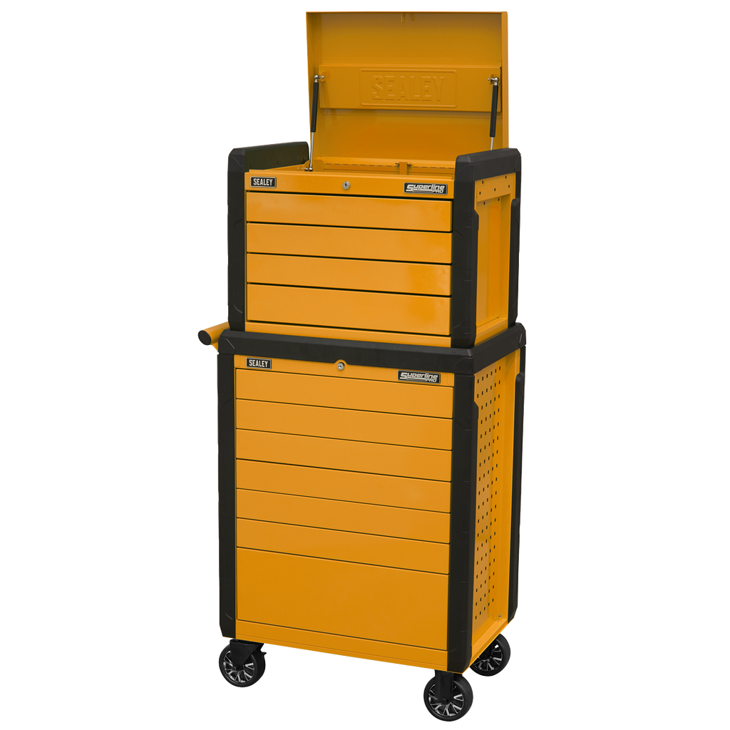 Push-To-Open Topchest & Rollcab Combination 11 Drawer - Orange APPDSTACKO
