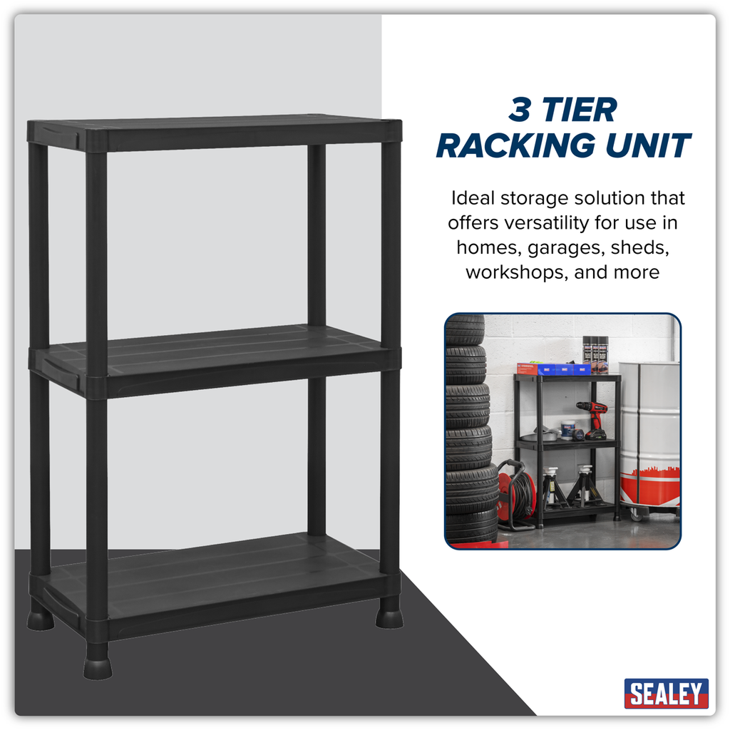 Plastic Racking Unit with 3 Shelves 25kg Capacity Per Level APPR3