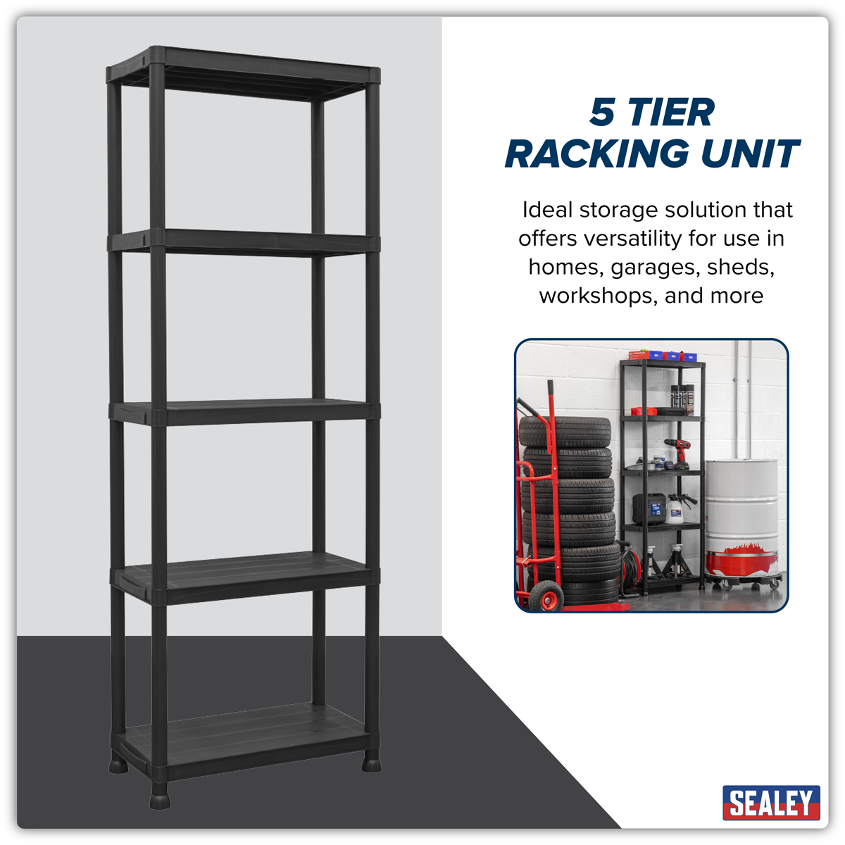 Plastic Racking Unit with 5 Shelves 25kg Capacity Per Level APPR5