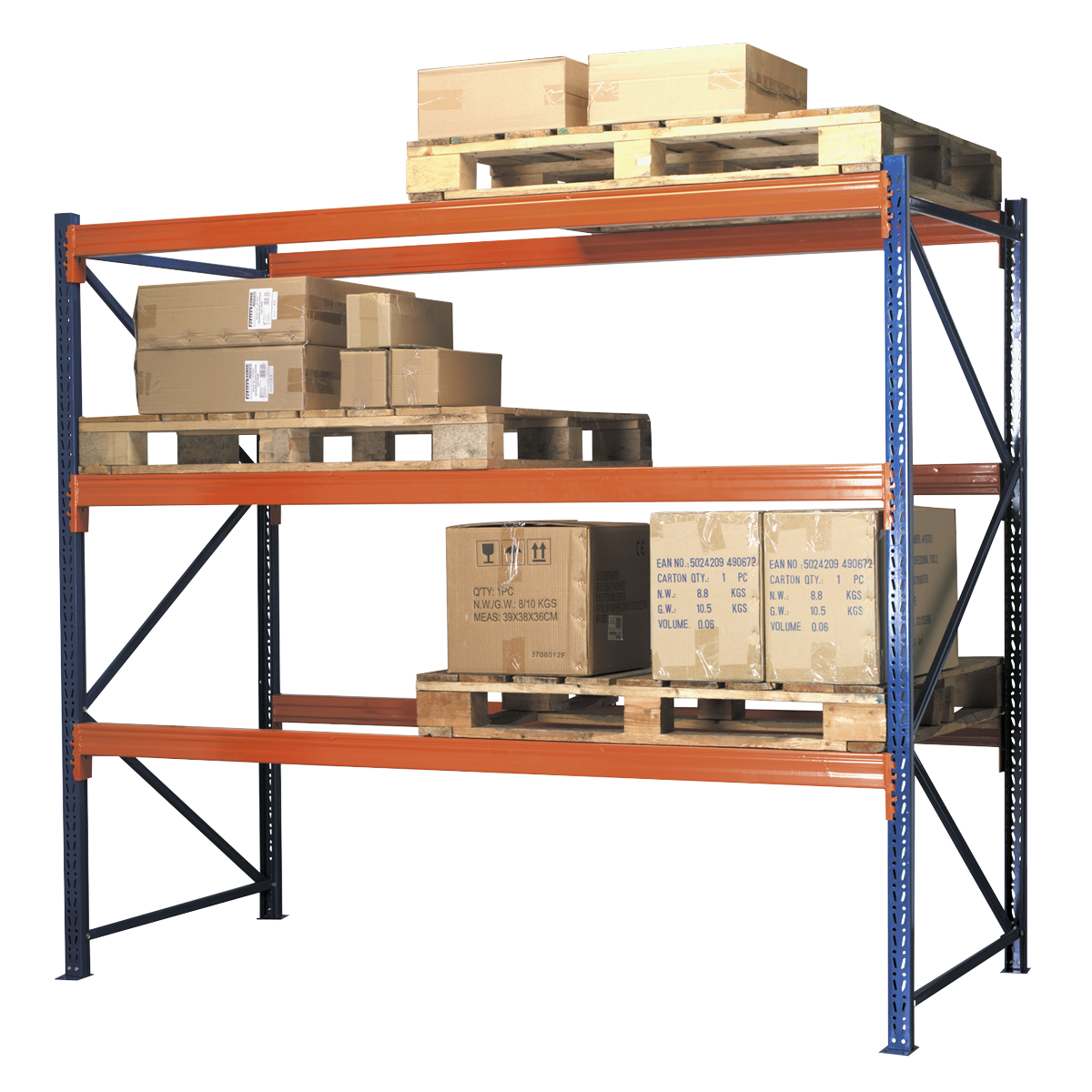 Heavy-Duty Racking Unit with 3 Beam Set 1000kg Capacity Per Level 402224