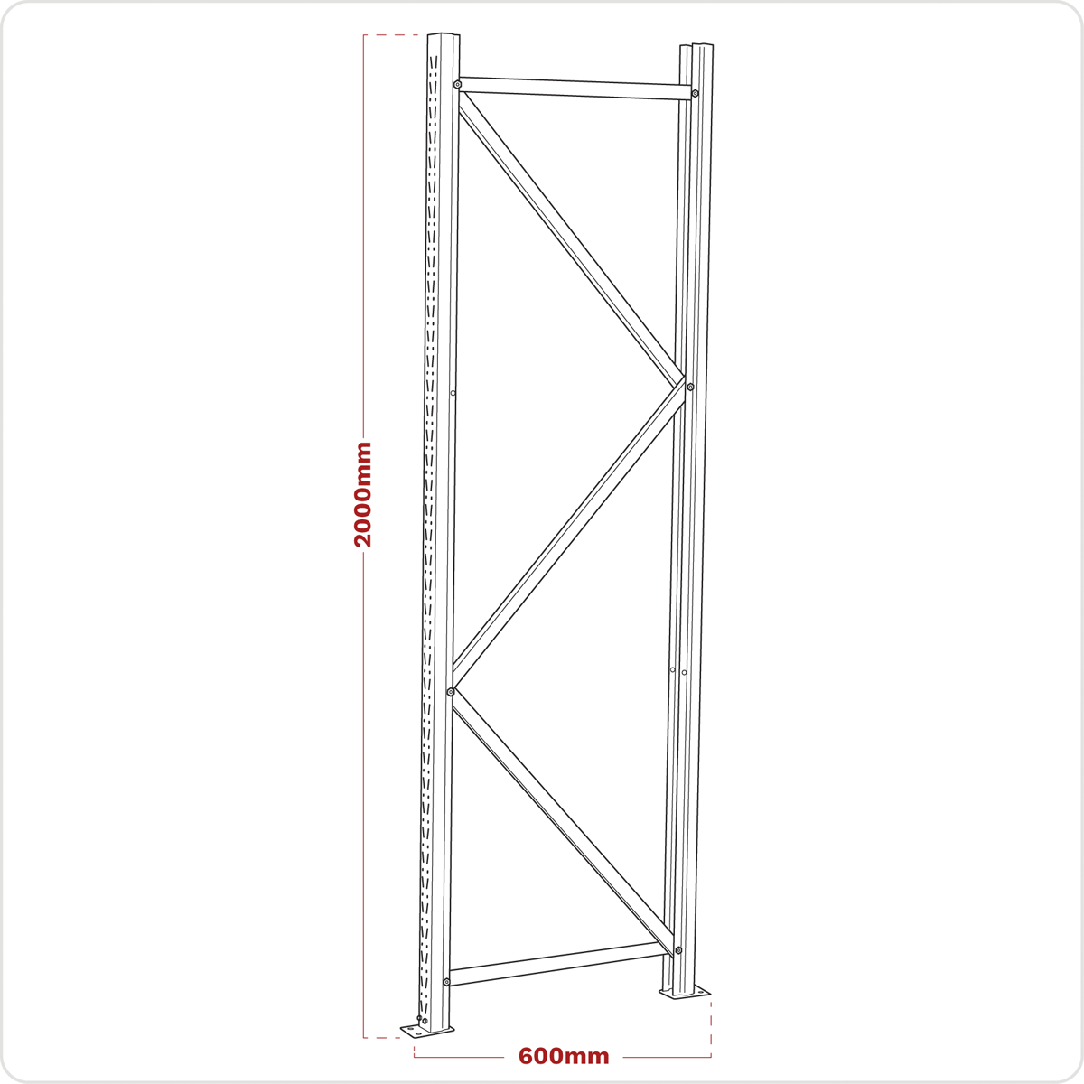 Frame One End 2000 x 600mm APR602