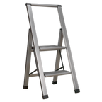Aluminium Professional Fold-Flat Step Ladder 2-Step 150kg Capacity APSL2