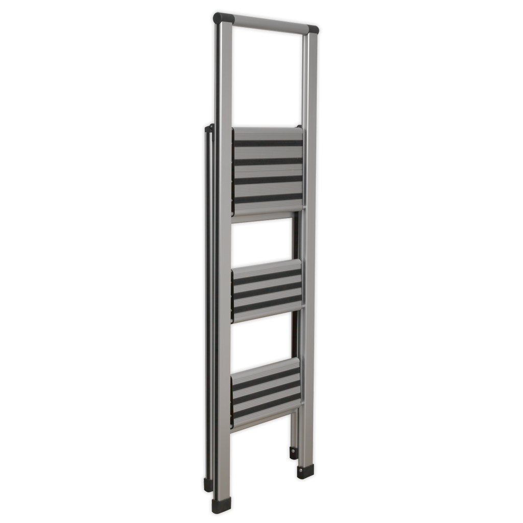 Aluminium Professional Fold-Flat Step Ladder 3-Step 150kg Capacity - EN 14183 APSL3