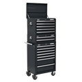 Topchest, Mid-Box Tool Chest & Rollcab Combination 14 Drawer - Black APSTACKTB
