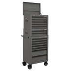 Topchest, Mid-Box Tool Chest & Rollcab Combination 14 Drawer - Grey APSTACKTGR
