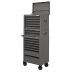 Topchest, Mid-Box Tool Chest & Rollcab Combination 14 Drawer - Grey APSTACKTGR