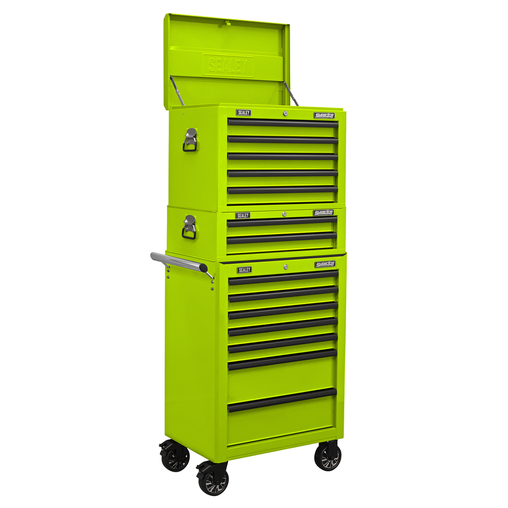 Topchest, Mid-Box Tool Chest & Rollcab Combination 14 Drawer - Green APSTACKTHV