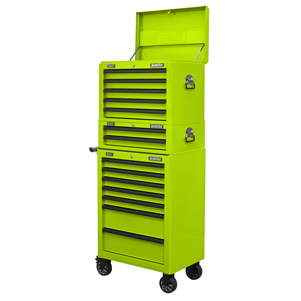 Topchest, Mid-Box Tool Chest & Rollcab Combination 14 Drawer - Green APSTACKTHV