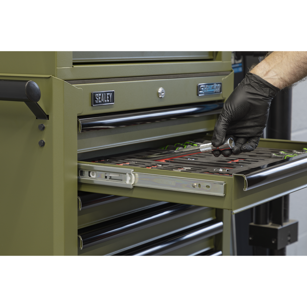 Topchest, Mid-Box Tool Chest & Rollcab Combination 14 Drawer - Khaki APSTACKTK