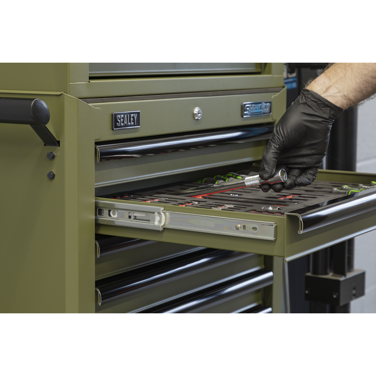 Topchest, Mid-Box Tool Chest & Rollcab Combination 14 Drawer - Khaki APSTACKTK