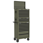Topchest, Mid-Box Tool Chest & Rollcab Combination 14 Drawer - Khaki APSTACKTK