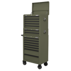 Topchest, Mid-Box Tool Chest & Rollcab Combination 14 Drawer - Khaki APSTACKTK