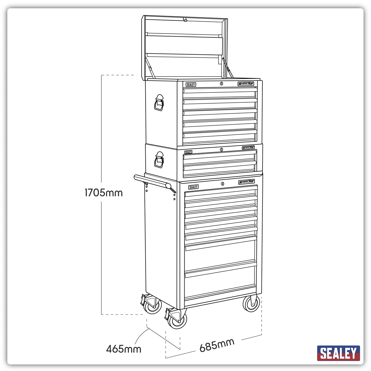 Topchest, Mid-Box Tool Chest & Rollcab Combination 14 Drawer - Orange APSTACKTO