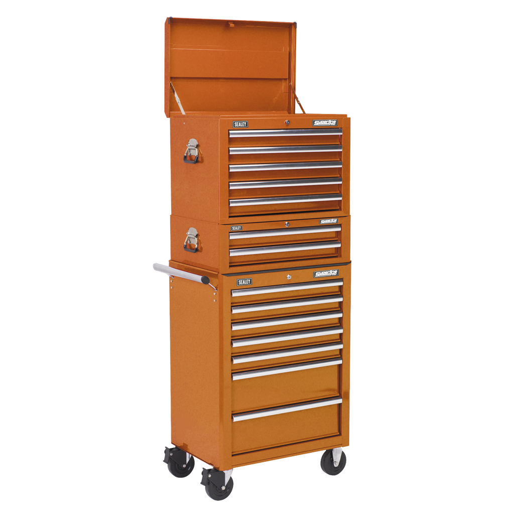 Topchest, Mid-Box Tool Chest & Rollcab Combination 14 Drawer - Orange APSTACKTO