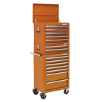 Topchest, Mid-Box Tool Chest & Rollcab Combination 14 Drawer - Orange APSTACKTO