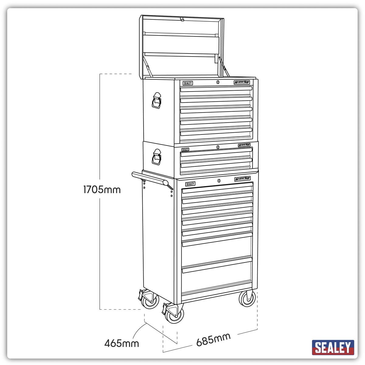 Topchest, Mid-Box Tool Chest & Rollcab Combination 14 Drawer - Red APSTACKTR