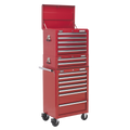 Topchest, Mid-Box Tool Chest & Rollcab Combination 14 Drawer - Red APSTACKTR