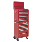 Topchest, Mid-Box Tool Chest & Rollcab Combination 14 Drawer - Red APSTACKTR