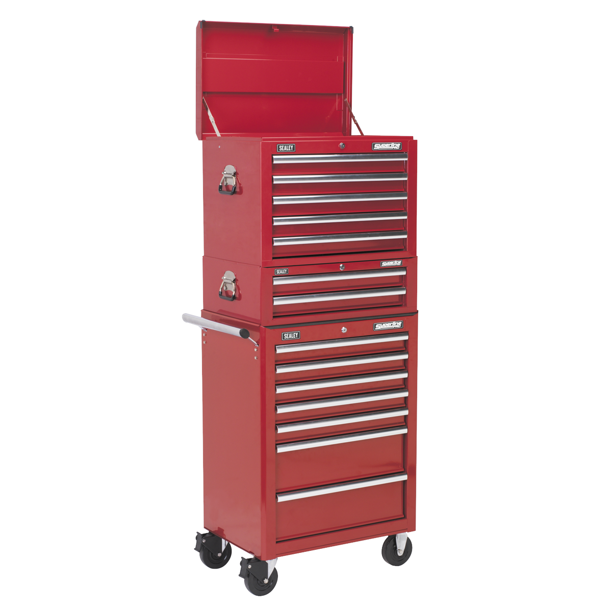 Topchest, Mid-Box Tool Chest & Rollcab Combination 14 Drawer - Red APSTACKTR