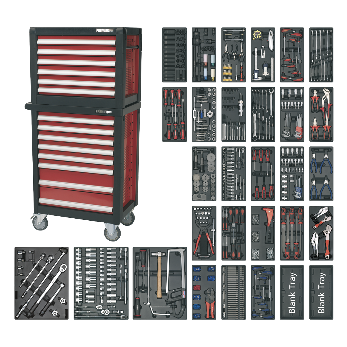 Topchest & Rollcab Combination 14 Drawer with 1233pc Tool Kit APTTC02