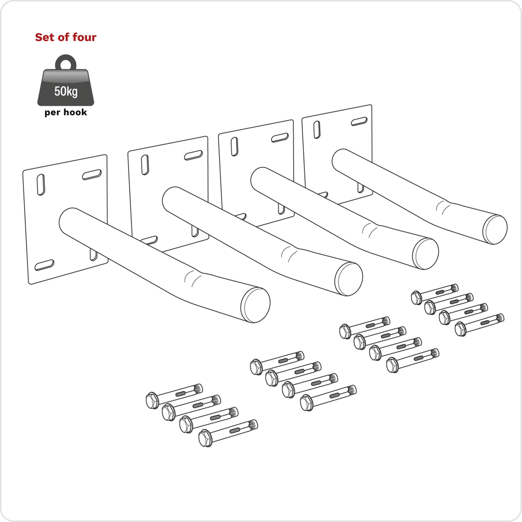 Wall Mounting Storage Hooks - Set of 4 APWH