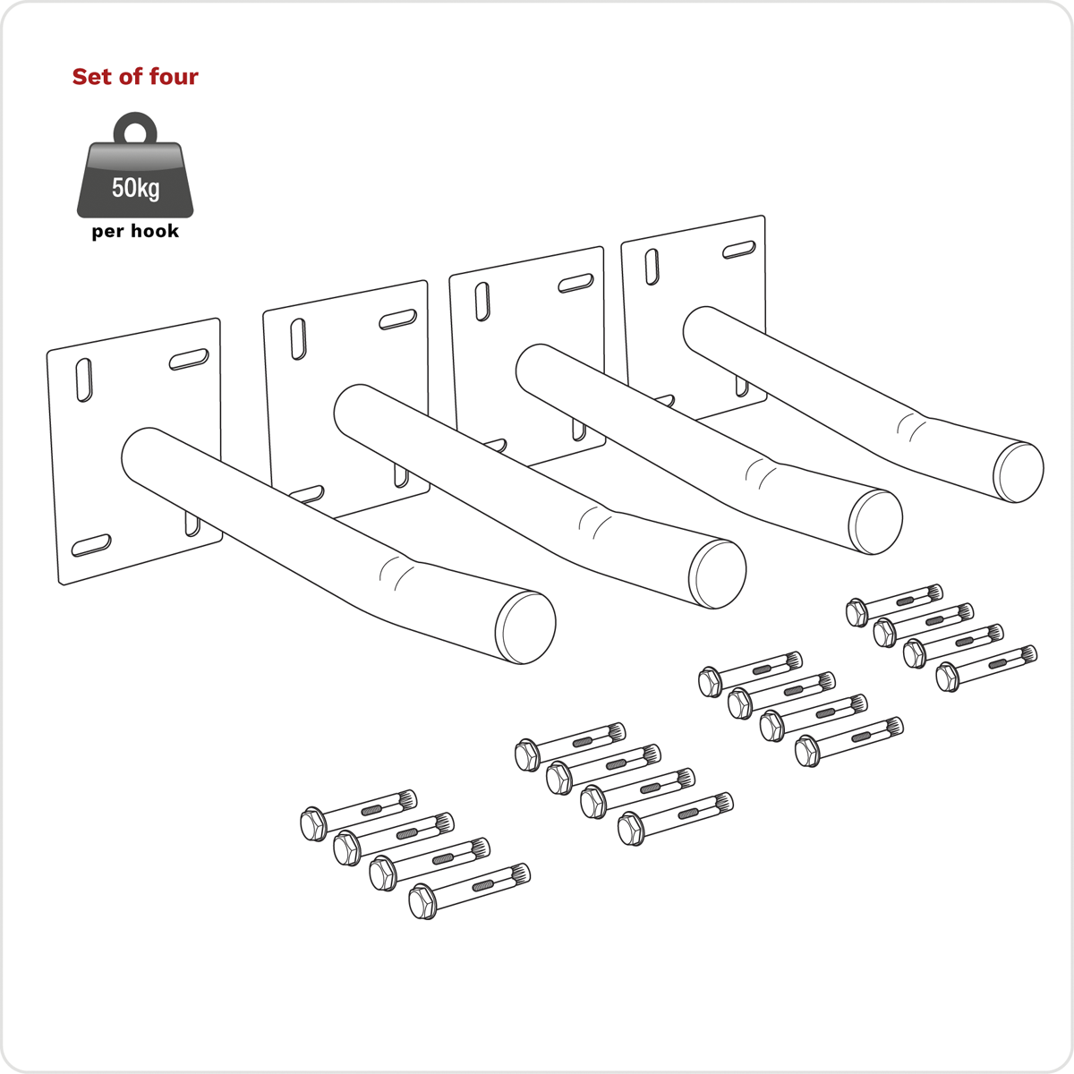 Wall Mounting Storage Hooks - Set of 4 APWH