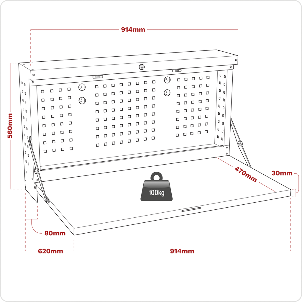 Wall Mounting Foldable Workbench 900mm APWMW01