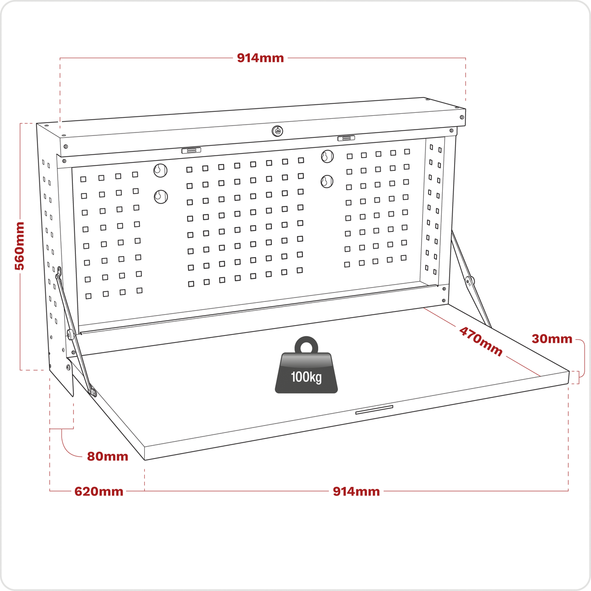 Wall Mounting Foldable Workbench 900mm APWMW01